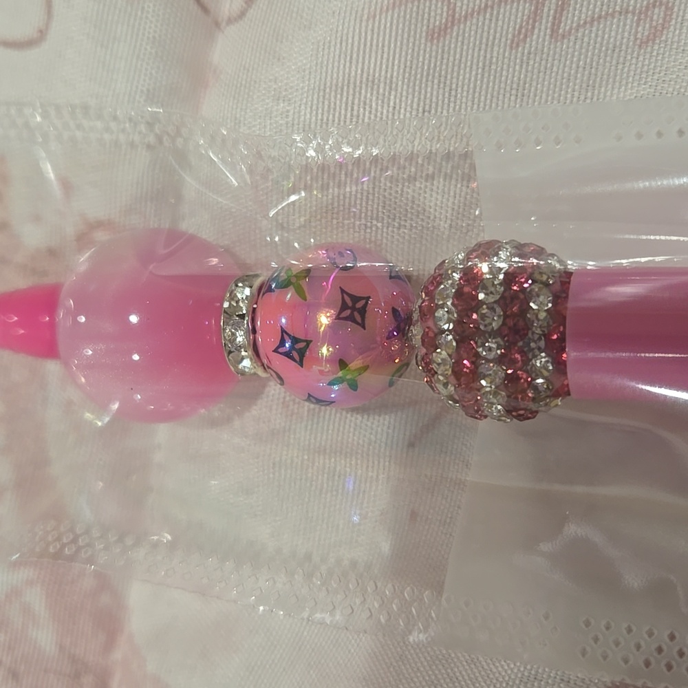Pink Decorative Pen with Rhinestones